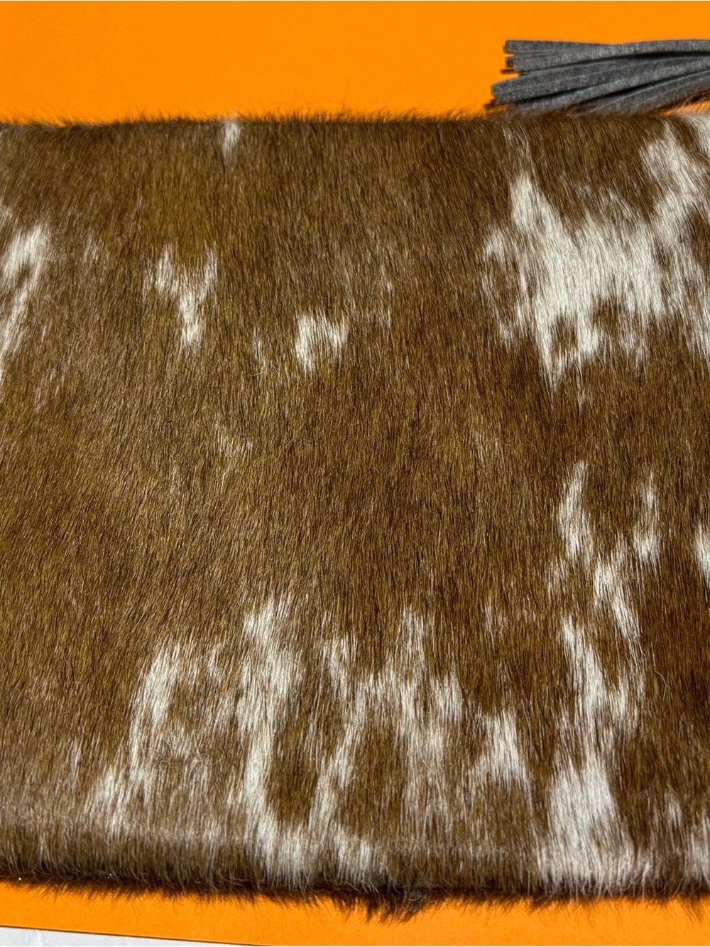 NWOT Parker & Hyde Bambi Cowhide Clutch Brown White Hair-On Hide 12x8